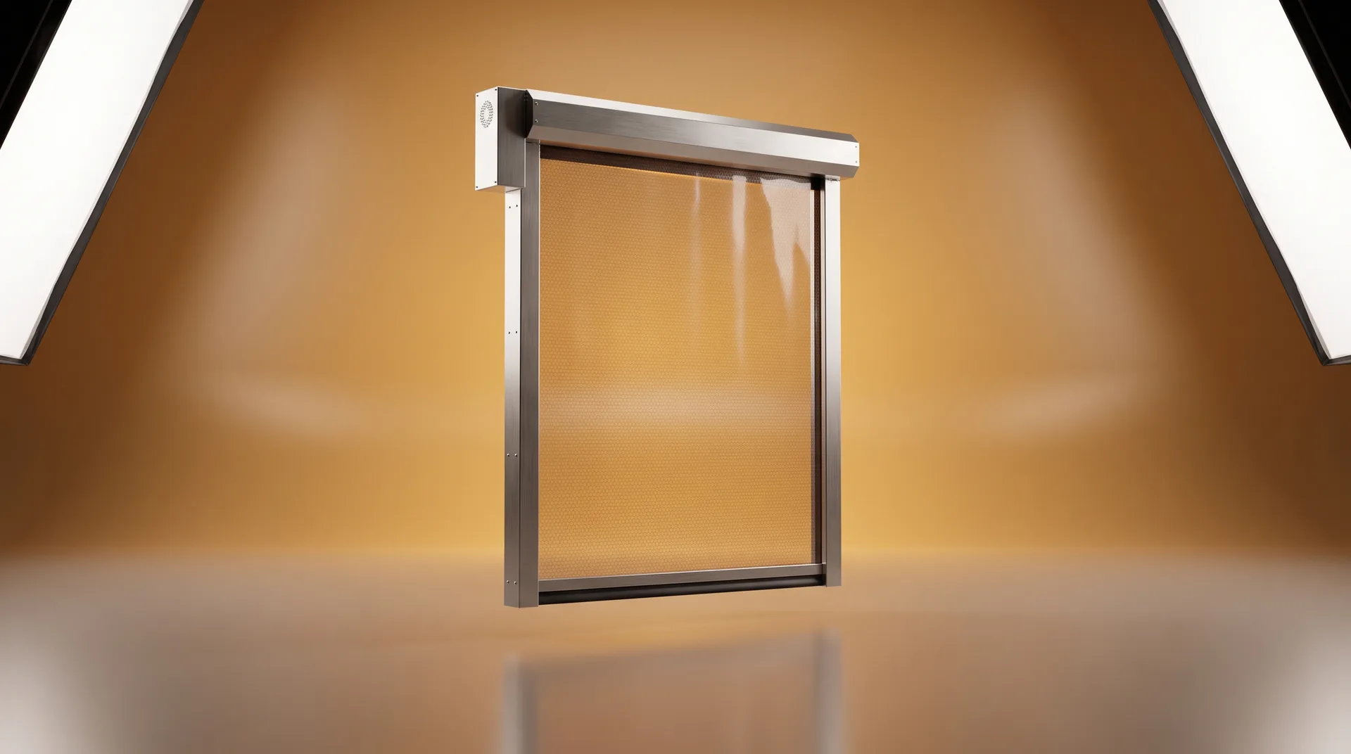 Maintenance portes rapides souples : illustration studio CGI de l'équipement (rendu premium)