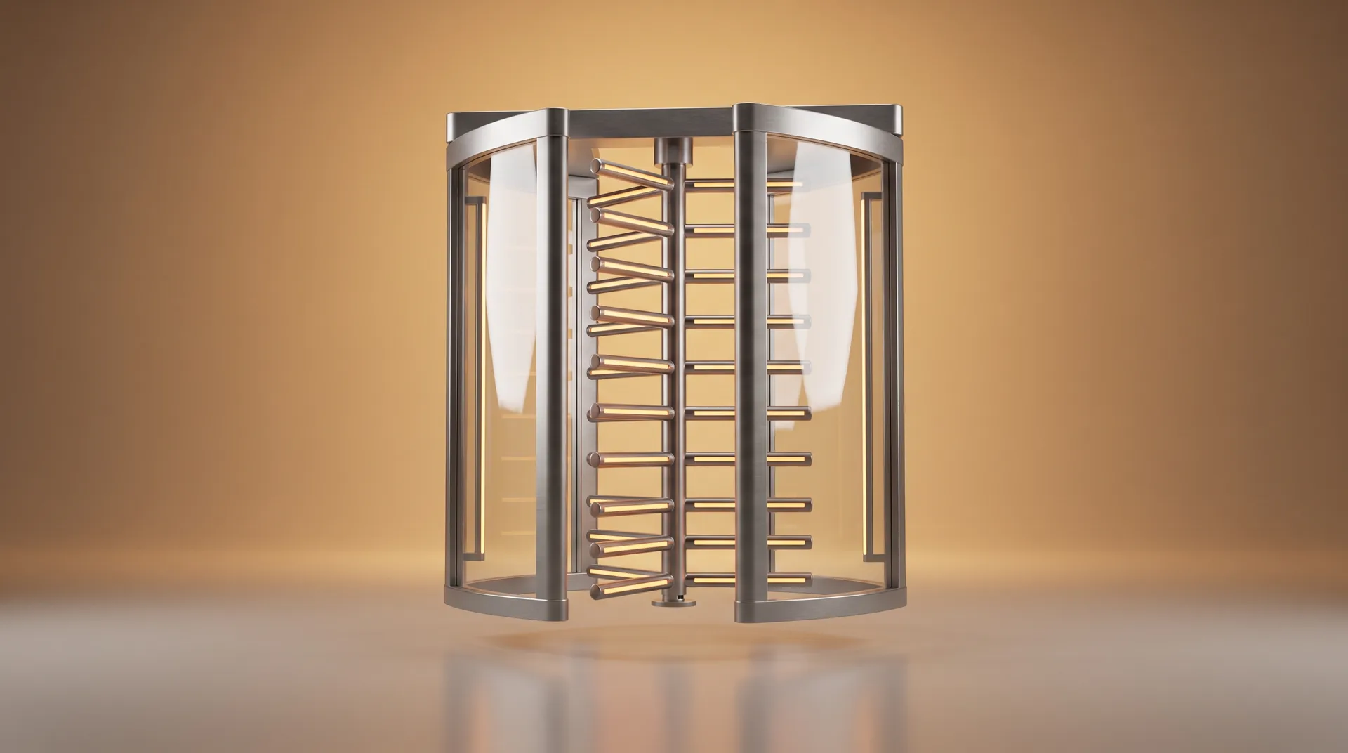Maintenance tourniquets et sas d'entrée immeuble : illustration studio CGI de l'équipement (rendu premium)