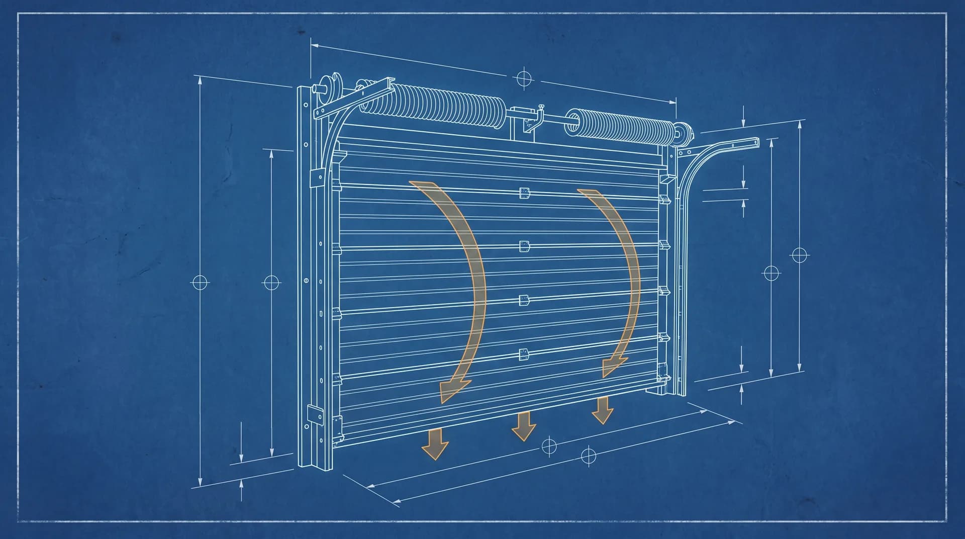 Illustration technique stylisée — Norme NF EN 13241 — Portes industrielles et commerciales