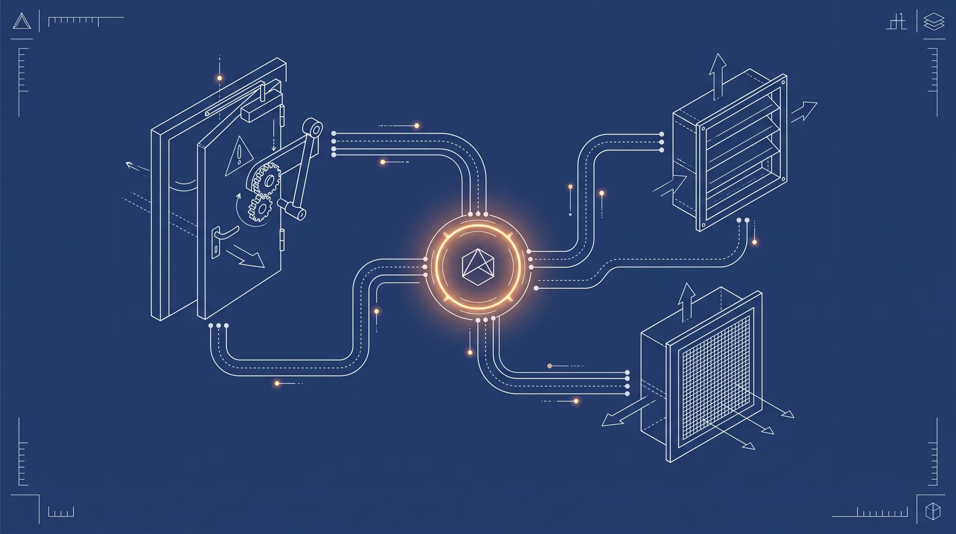 Illustration technique stylisée — NF S 61-937 — Dispositifs Actionnés de Sécurité (DAS)