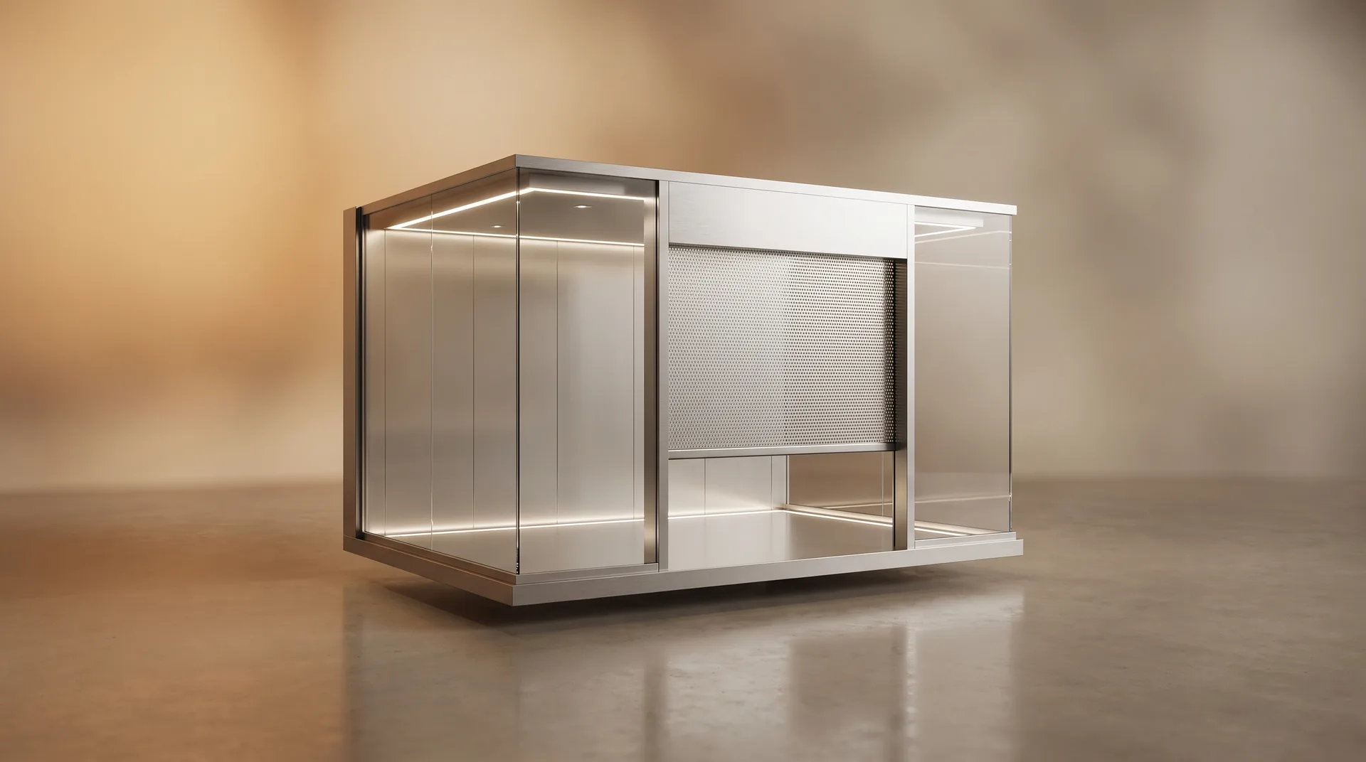 Retail & commerce : module d'équipements du secteur en rendu studio CGI