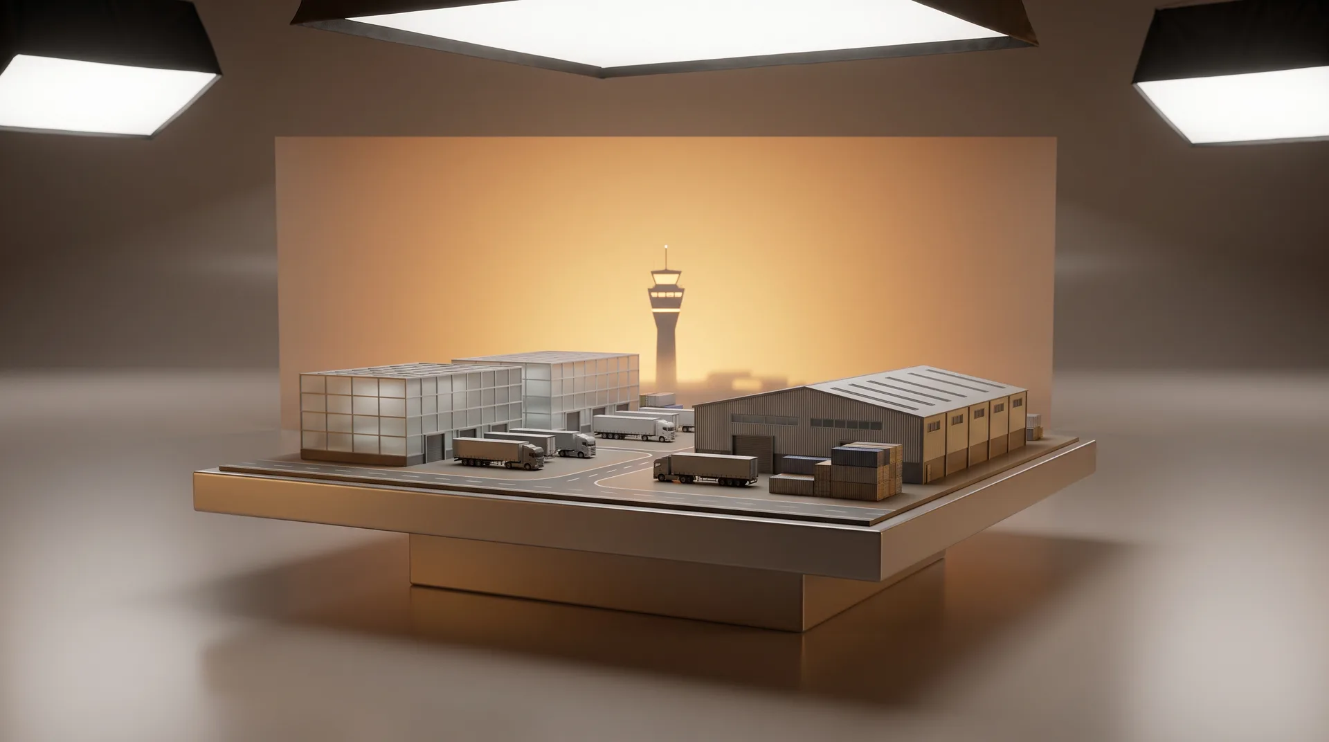 Diorama CGI stylisé du territoire — Val-d'Oise, typologie de bâti et d'activité