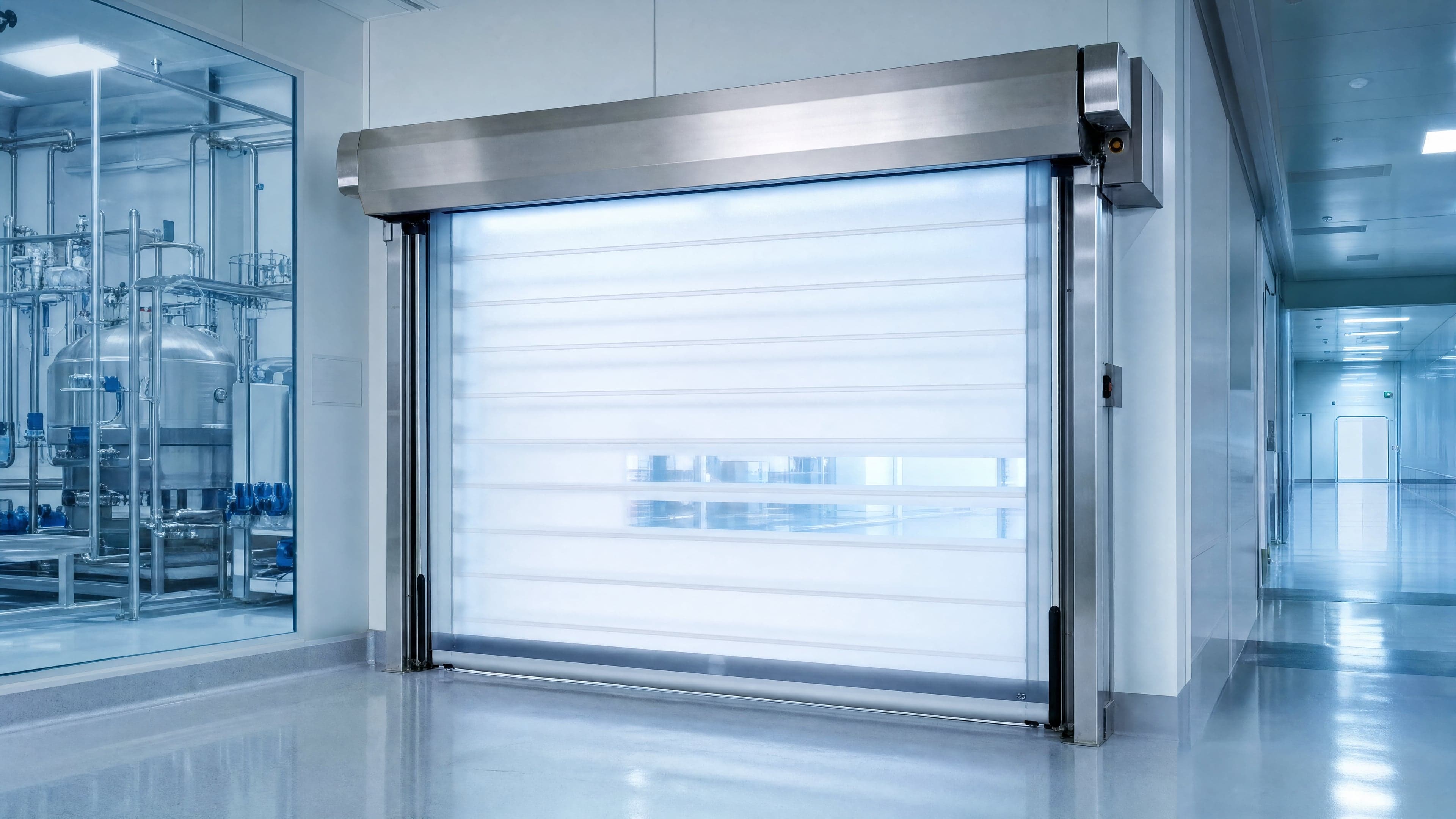 Porte rapide souple Maviflex haute cadence agro-alimentaire / pharma cleanroom IDF
